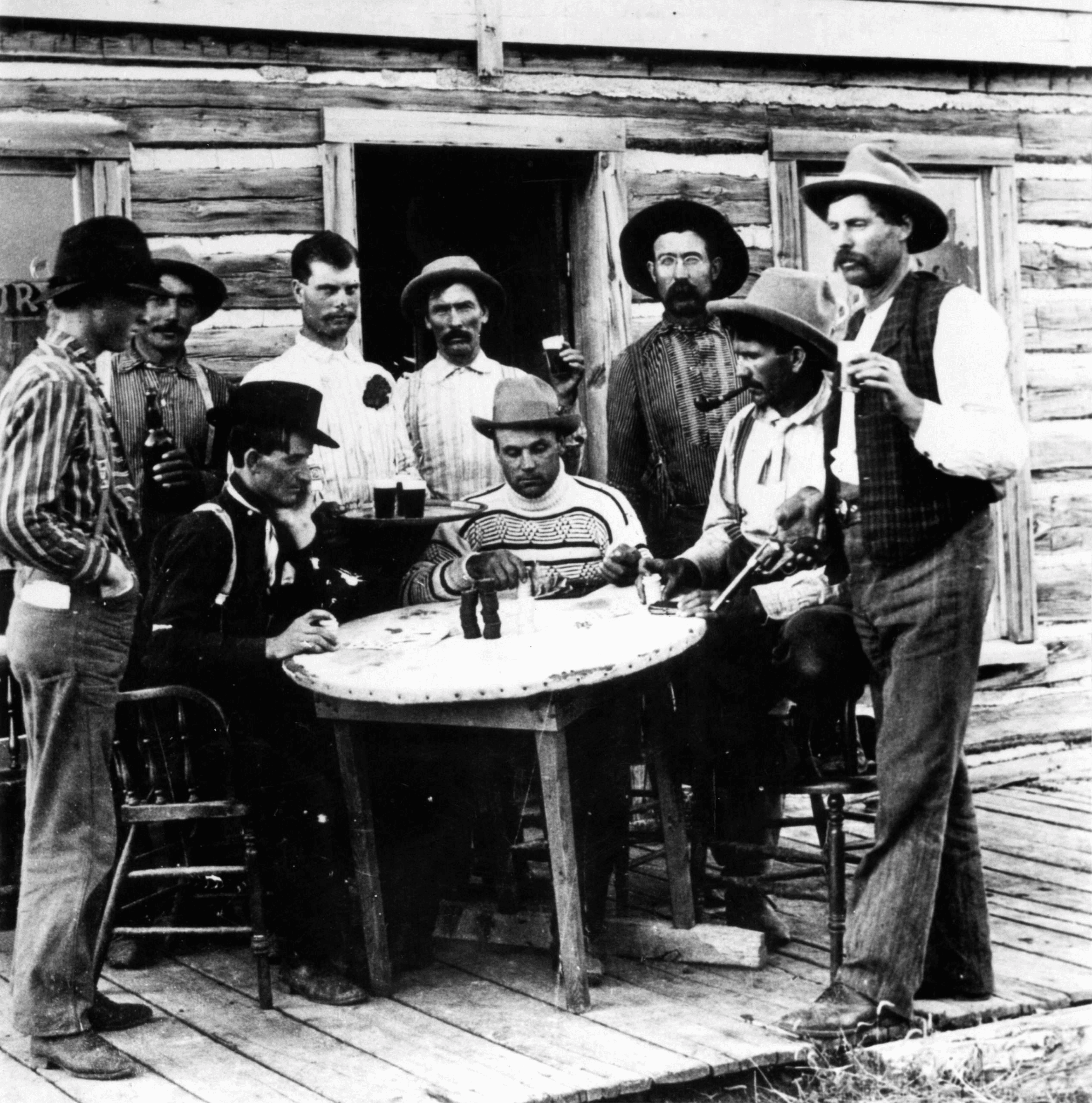 Historical photo of men playing poker in Teton Valley Idaho.